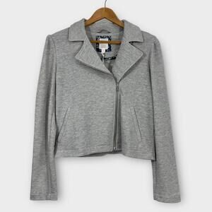LC Lauren Conrad Women’s Size Medium Heather Gray Zip Front Casual Moto Jacket